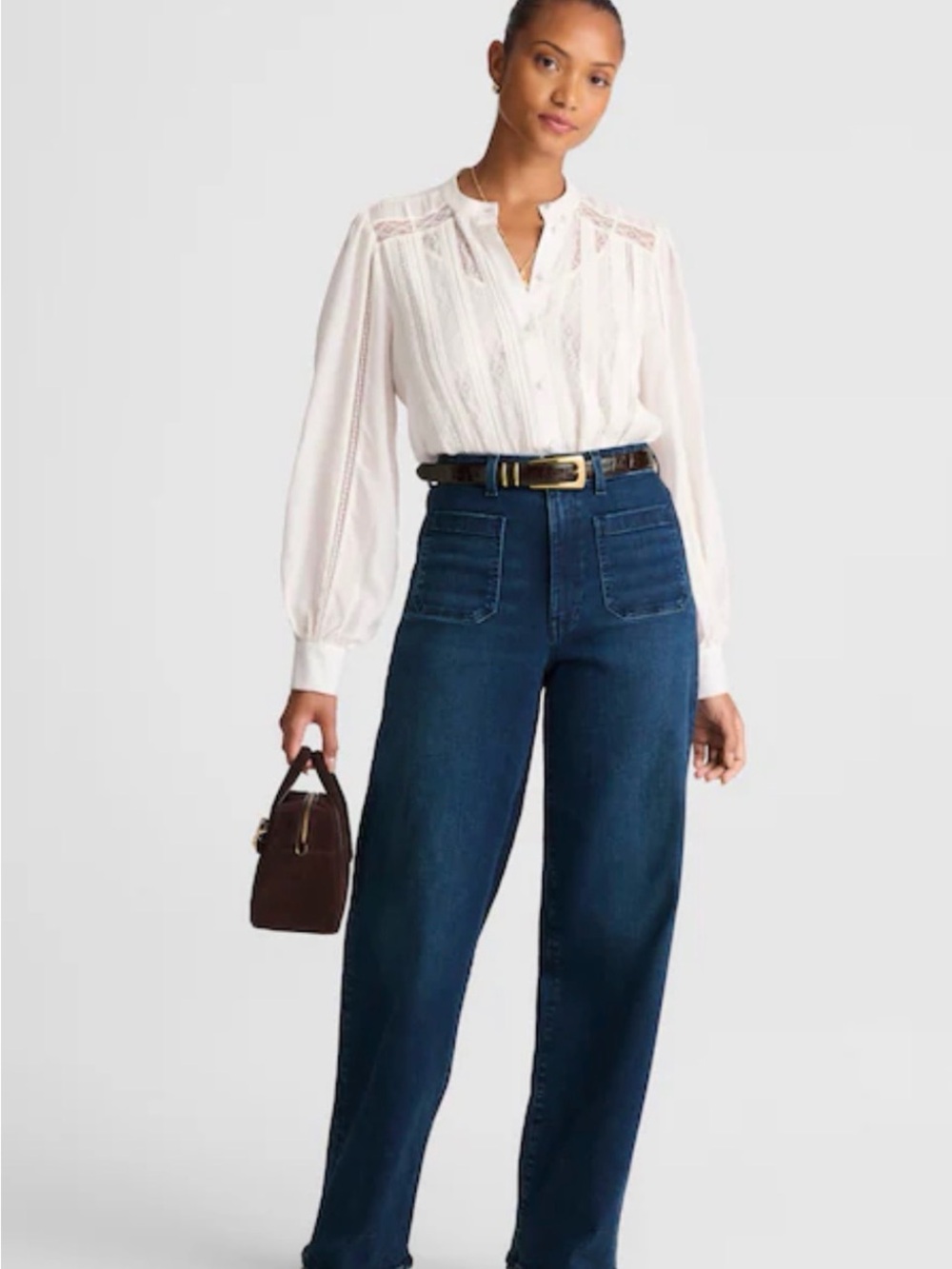 Madewell - The Petite Curvy Emmy Wide Leg Jean, Dark Wash